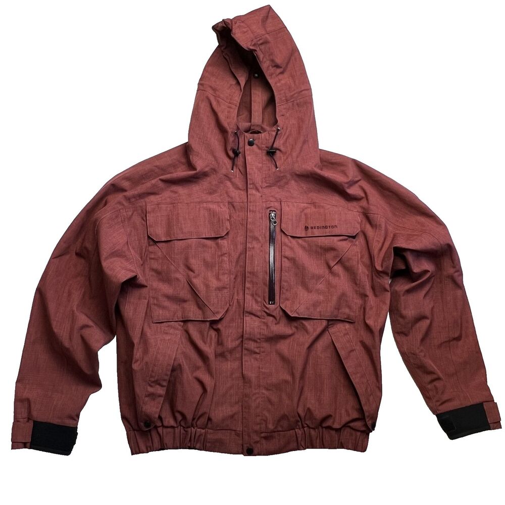 Redington Stratus III Wading Jacket Mens Rust Waterproof Fly Fishing Hooded L